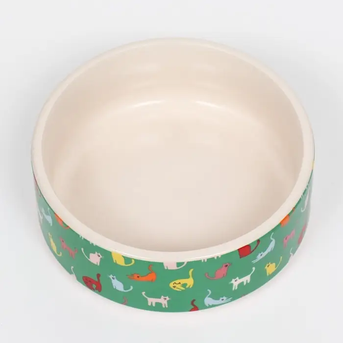 Миска &laquo;Котэ&raquo;, 200 мл, 10.5&times;10.5&times;4 см, керамика, зелёная, белая