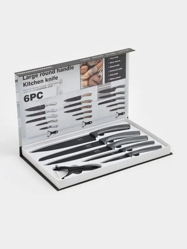 Набор кухонных принадлежностей &laquo;Гипноз&raquo;, 6 предметов: ножи 5 шт., овощечистка, чёрный