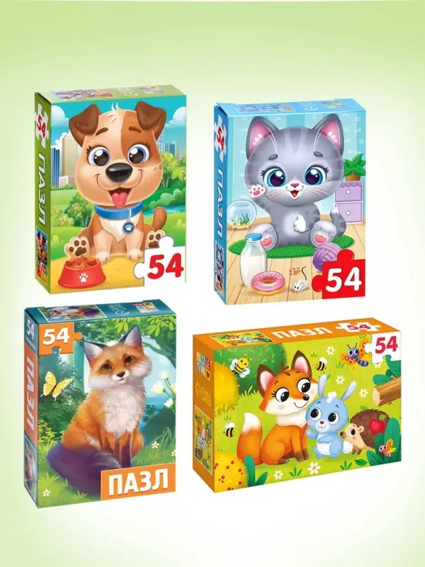 Пазлы большой набор, 20в1 МИКС, 54 элемента в каждом пазле
