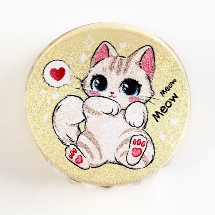 Краб для волос , заколки Meow, цвет бежевый, 5 x 5 x 3,5 см Краб для волос , заколки Meow, цвет бежевый, 5 x 5 x 3,5 см