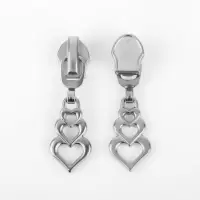 Бегунок для молнии &laquo;Спираль&raquo;, №7, &laquo;Сердца&raquo;, 10 шт., цвет никель