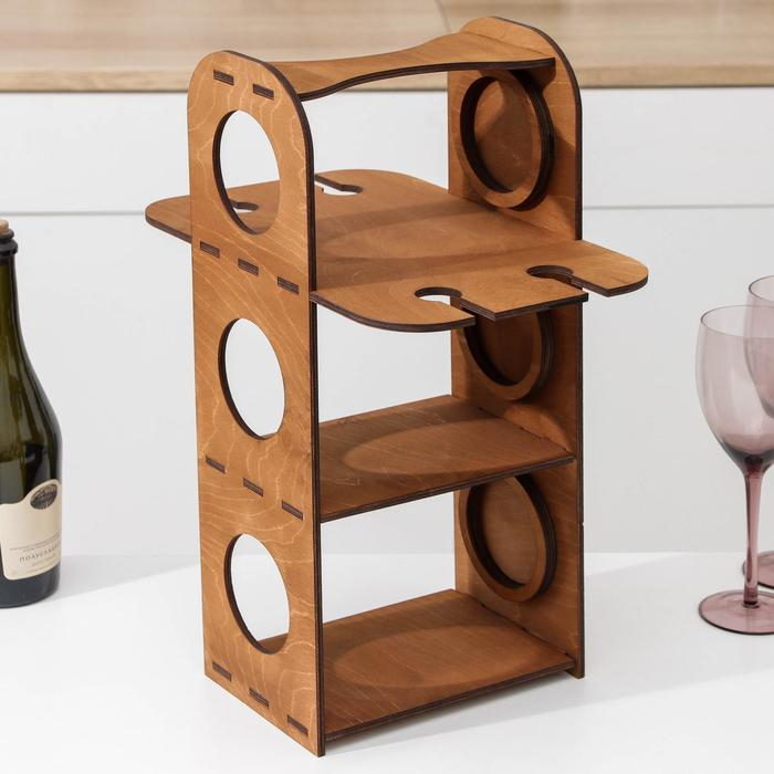 Подставка-минибар под 3 бутылки и 4 бокала, 35×23×48 см Подставка-минибар под 3 бутылки и 4 бокала, 35×23×48 см
