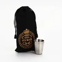 Стопки в чехле &laquo;100% Мужик&raquo;: нержавеющая сталь, набор 3 шт.&times;30 мл