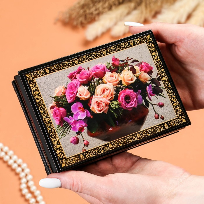 Шкатулка «Орхидеи с розами», 10×14 см, лаковая миниатюра Шкатулка «Орхидеи с розами», 10×14 см, лаковая миниатюра