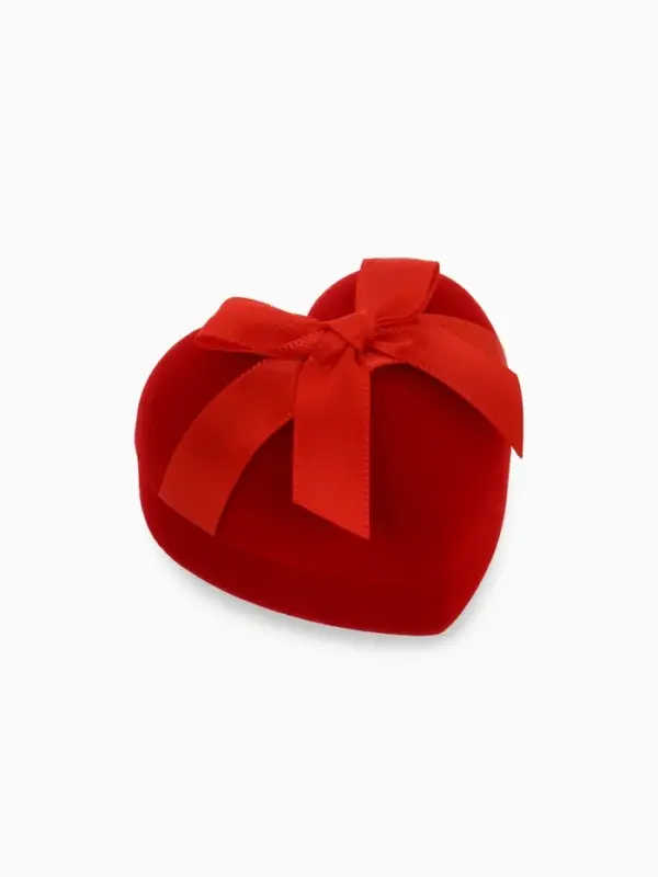 Футляр бархатный под серьги/кольцо &laquo;Сердце&raquo; с лентой, 6.2&times;6,2, цвет красный