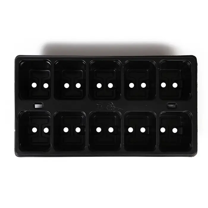 Кассета для рассады Greengo на 10 ячеек, по 100 мл, пластиковая, чёрная, 25×14×5 см