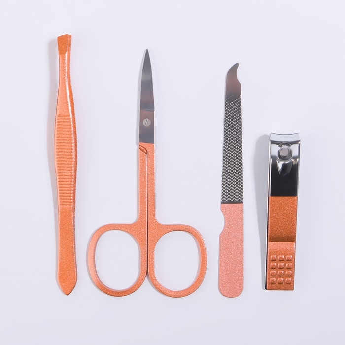 Набор маникюрный, 4 предмета, в футляре, цвет розовый Набор маникюрный, 4 предмета, в футляре, цвет розовый