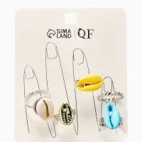 Набор колец 5 шт "Новый стиль" ракушки, размер МИКС, цветные в  серебре