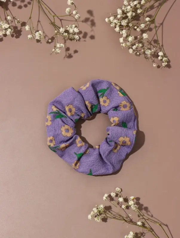 Резинка для волос QF &laquo;Орбита&raquo;, цветы лето, 10 см, жёлто-сиреневая