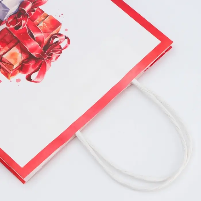 Пакет бумажный подарочный новогодний крафт «Подарки» 18×8×25 см Пакет бумажный подарочный новогодний крафт «Подарки» 18×8×25 см