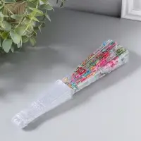 Веер складной пластик &laquo;Розовые и красные астры&raquo;, блеск, 23 см