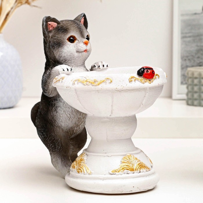 Фигура - подставка для мелочей Фигура - подставка для мелочей "Котик с вазой" 21х13х20см