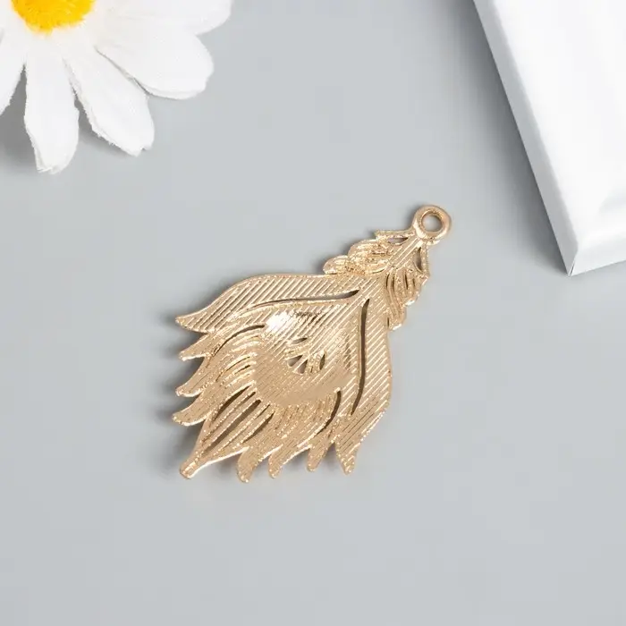 Металлический элемент, декоративная подвеска «Арт Узор. Перо», 5.5×3.3 см, МИКС