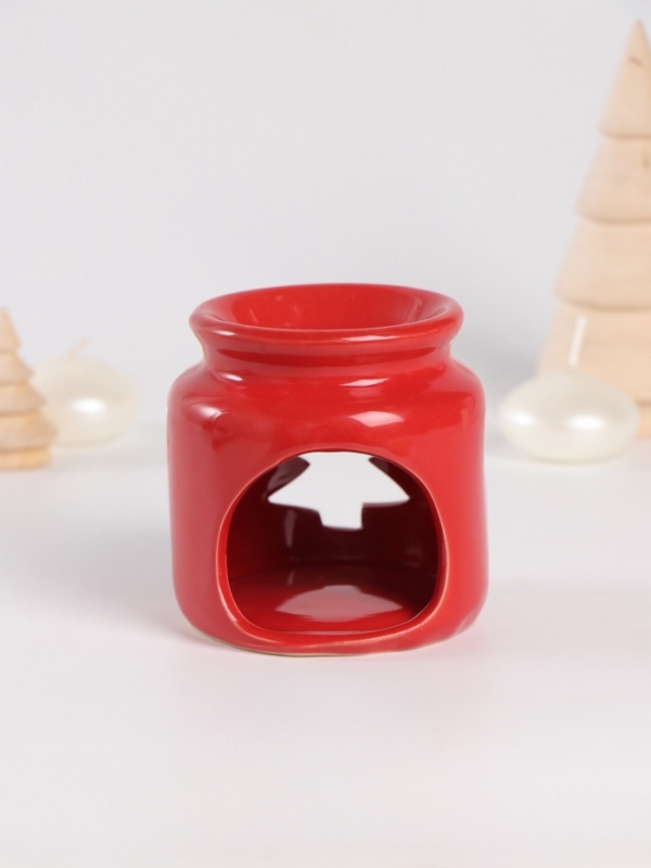 Набор: аромалампа для эфирных масел, мелтсы из воска ароматические «Ёлочка», красная, 7.5×7.5×8 см Набор: аромалампа для эфирных масел, мелтсы из воска ароматические «Ёлочка», красная, 7.5×7.5×8 см