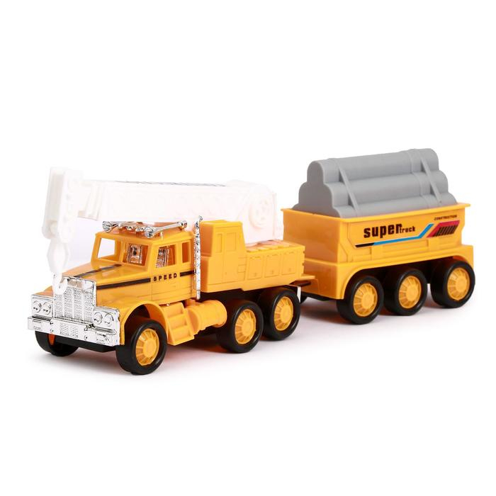 Машина инерционная «Автокран» с прицепом, МИКС Машина инерционная «Автокран» с прицепом, МИКС