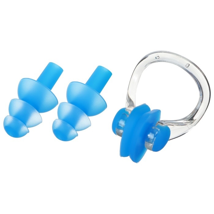 Набор для плавания ONLYTOP «Акула»: зажим для носа, беруши, цвет синий Набор для плавания ONLYTOP «Акула»: зажим для носа, беруши, цвет синий