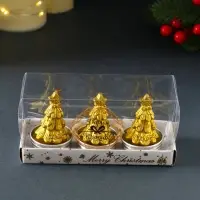 Набор свечей новогодних &laquo;Ёлка золотая&raquo;, 3 шт., 4&times;6 см