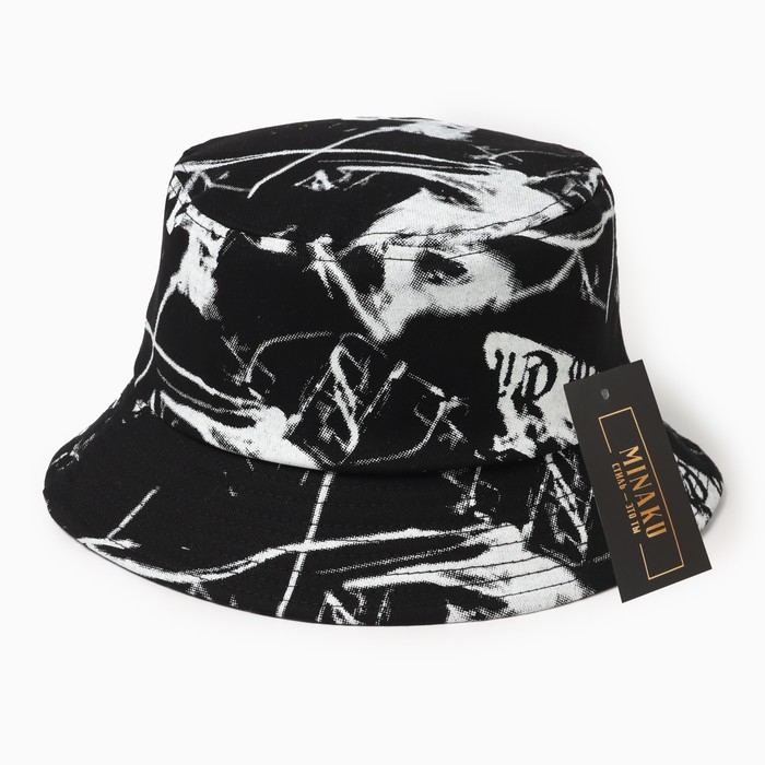 Панама детская MINAKU Панама детская MINAKU "Тай-Дай", цвет чёрный/белый, р-р 54
