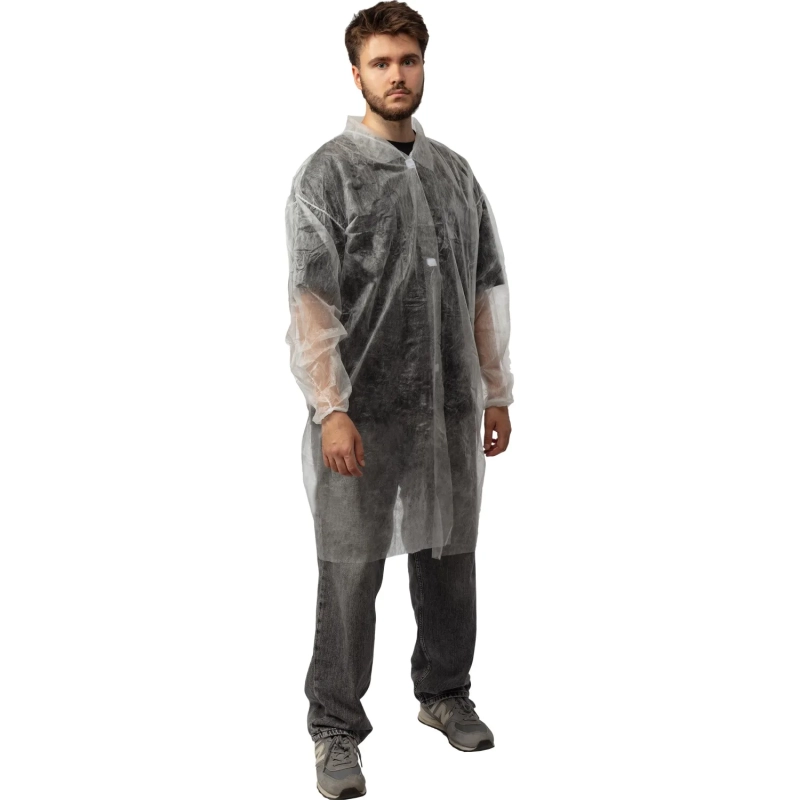 Халат н/с процед, рук.рез, на липуч, XL, дл.110см, пл 17, белый, 10шт/уп