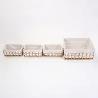 Корзины для хранения &laquo;Кантри&raquo;, набор 4 шт.: 3 шт. 20.5&times;13&times;8.5, 1 шт. 32&times;23&times;14 см, ручной работы, прямоугольные