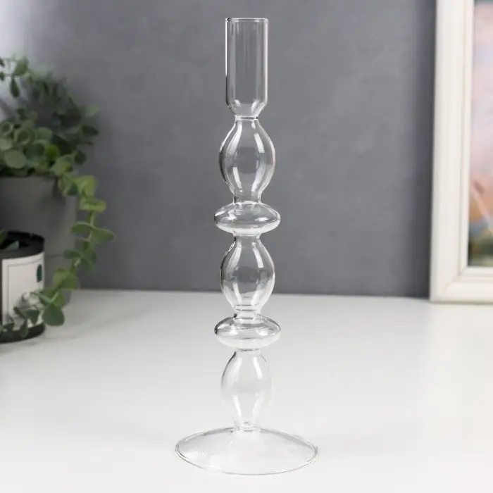 Стеклянный подсвечник на 1 свечу «Марна», прозрачный, 26.5×9×9 см