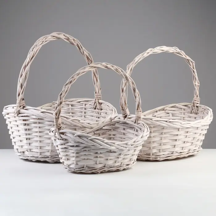 Набор корзин плетеных, 42x30x13/17/36 см, 35x26x10/15/32 см, 30x20x9/13/27 см, 3 шт, ива Набор корзин плетеных, 42x30x13/17/36 см, 35x26x10/15/32 см, 30x20x9/13/27 см, 3 шт, ива