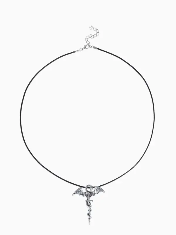 Кулон унисекс &laquo;Легенды&raquo;, дракон с мечом, цвет чернёное серебро на чёрном шнурке, 60 см