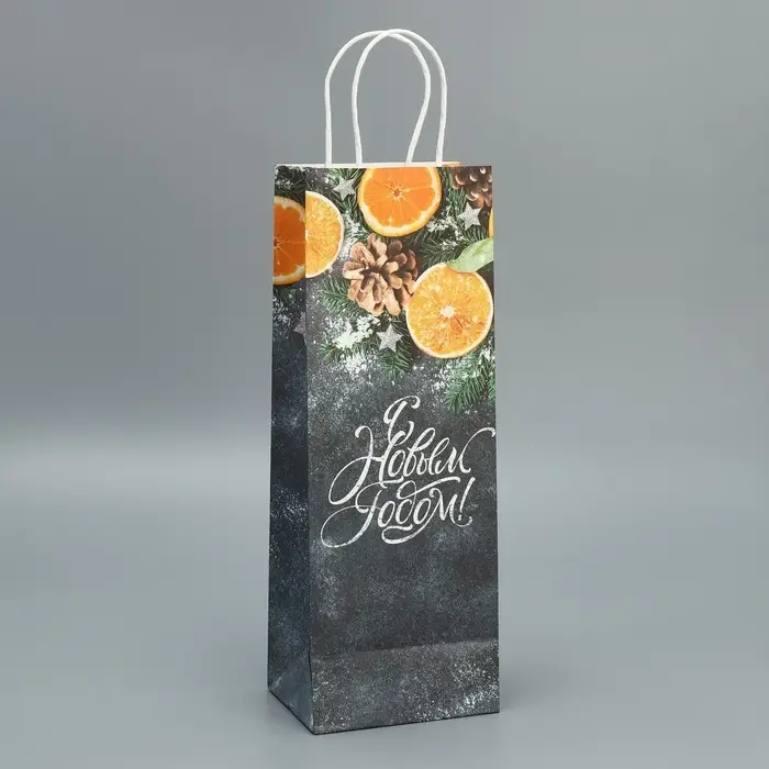 Пакет под бутылку «Мандарины», 13 x 36 x 10 см Пакет под бутылку «Мандарины», 13 x 36 x 10 см