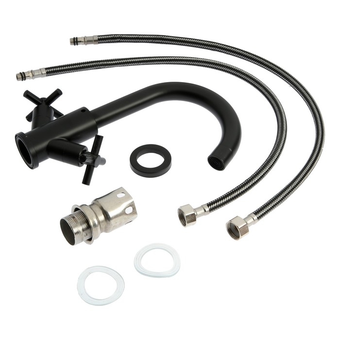 Смеситель для раковины ZEIN Z15F, корот излив, кран-букса 1/2 Смеситель для раковины ZEIN Z15F, корот излив, кран-букса 1/2", нержавеющая сталь, черный