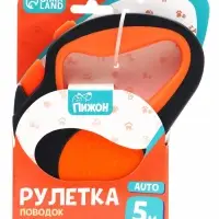 Рулетка &laquo;Пижон&raquo; светоотражающая, 5 м, до 30 кг, лента, прорезиненная ручка, оранжевая