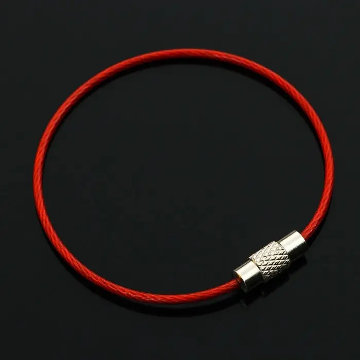 Брелок для ключей TORSO, стальной трос, 15 см, красный