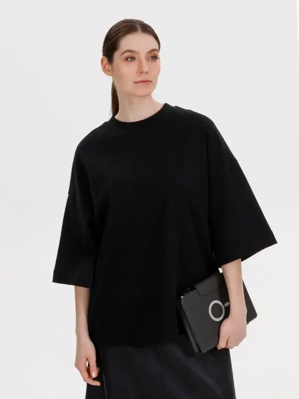 Футболка оверсайз Big boss, черная, размер XS/S