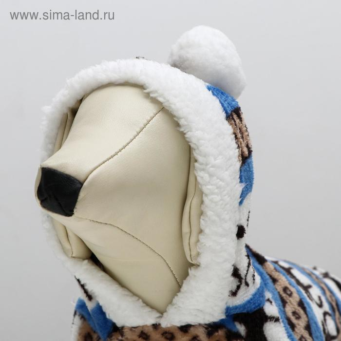 Комбинезон "Олени" с капюшоном, размер M (ДС 30 см, ОГ 40 см, ОШ 30 см), голубой