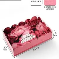 Коробка для печенья, кондитерская упаковка с пластиковой крышкой, Enjoy every moment, 20&times;30&times;8 см