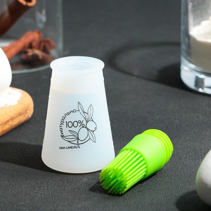 Кисть для масла «Натурально», 11.8х5.2 см, силикон, цвет зеленый Кисть для масла «Натурально», 11.8х5.2 см, силикон, цвет зеленый
