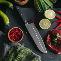 Нож кухонный сантоку Hinshitsu, нержавеющая сталь, лезвие 17.8 см, длина 29.5 см, чёрный