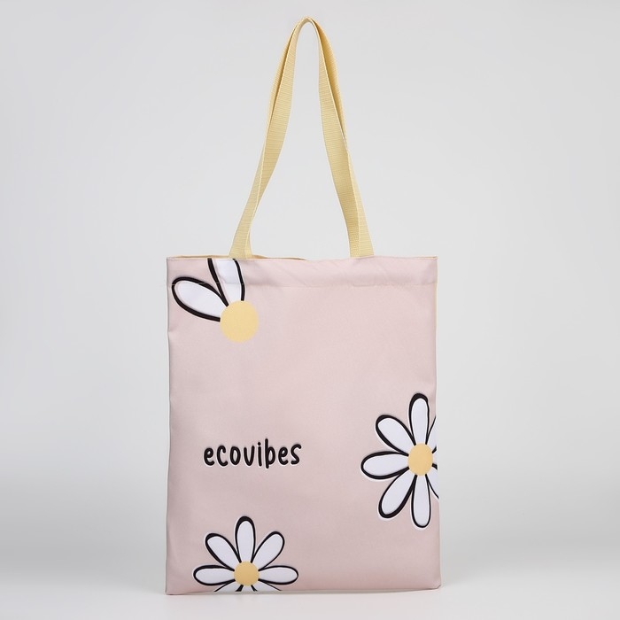 Шопер «Цветы» 35х0.5х40 см, отдел без молнии, без подклада, бежевый Шопер «Цветы» 35х0.5х40 см, отдел без молнии, без подклада, бежевый