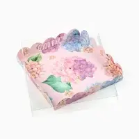 Коробка для печенья, кондитерская упаковка с пластиковой крышкой, Good day, 18&times;18&times;3 см