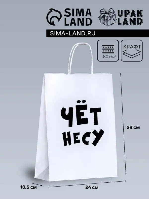 Пакет подарочный бумажный «Чёт несу», 24×14×28 см Пакет подарочный бумажный «Чёт несу», 24×14×28 см