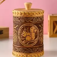 Туес с кантами "Лесная красавица" D10смхH(с хватком)17см, береста