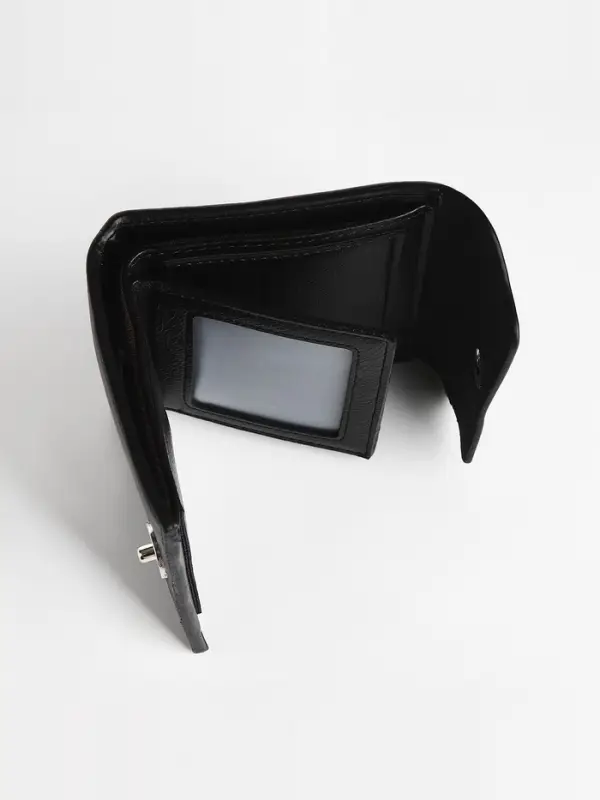 Портмоне мужское на магните, три сложения, отдел для купюр, для карт, для монет, чёрное