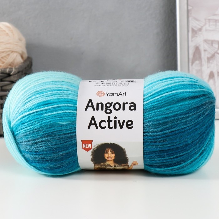 Пряжа Пряжа "Angora Active" 20% шерсть, 80% акрил 500м/100гр (845 бело-бирюзовый)