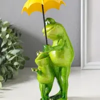 Фигурка полистоун лак &laquo;Лягуха с сыном под зонтом&raquo;, 22.5&times;9&times;11 см