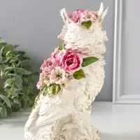 Сувенир полистоун "Белая сова в цветах" 13х10х22 см