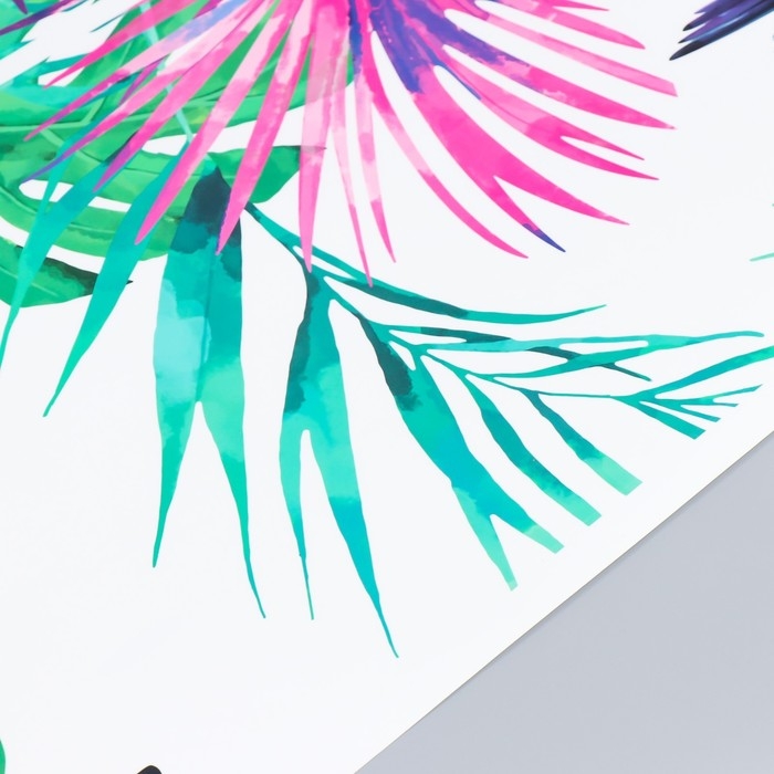Наклейка пластик интерьерная цветная  Наклейка пластик интерьерная цветная "Колибри и пальмовые листья" 60х90 см