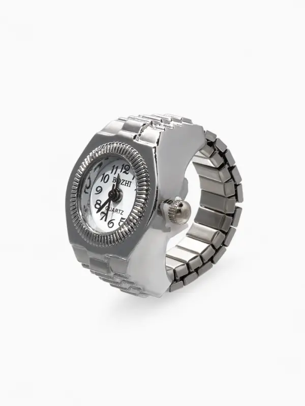 Кольцо &laquo;Время&raquo;, часы круг, цвет серебро