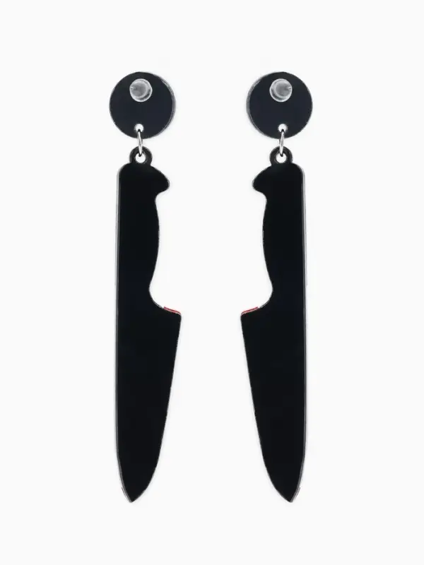 Серьги акриловые &laquo;Ножи&raquo;, окровавленные, красно-белые в чёрном металле