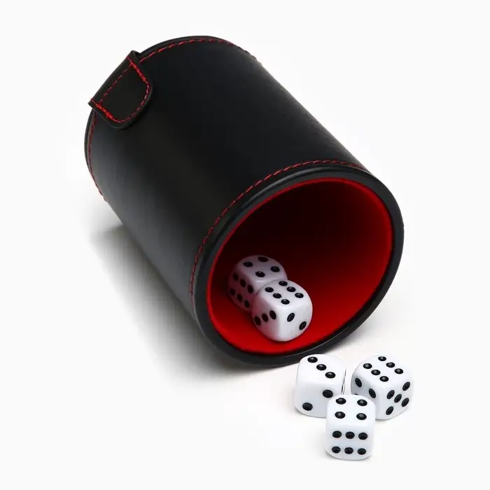 Кожаный стакан для игральных костей, 5 кубиков в комплекте, 7.9&times;10.2 см