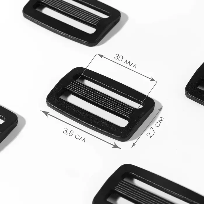 Пряжка регулирующая, двухщелевая, вн. ширина=30 мм, s=4 мм, 10 шт., чёрная Пряжка регулирующая, двухщелевая, вн. ширина=30 мм, s=4 мм, 10 шт., чёрная