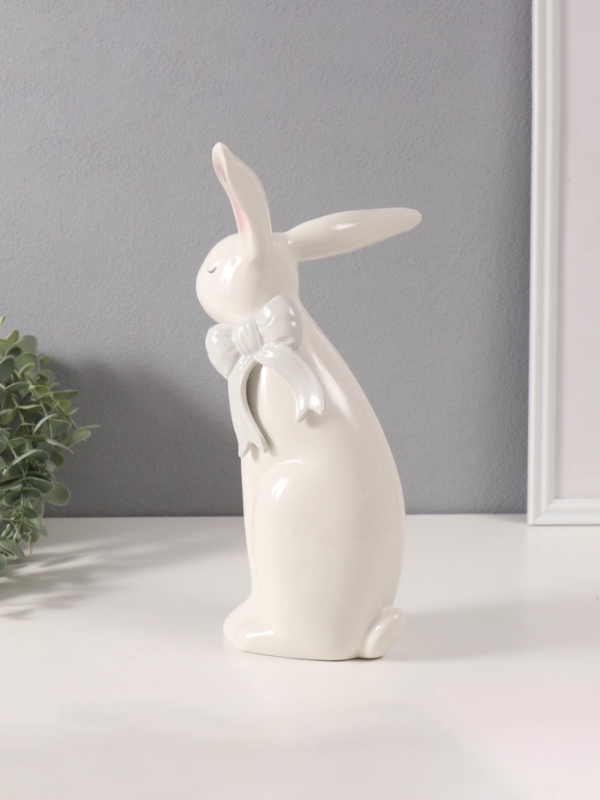 Сувенир керамика Сувенир керамика "Белый зайка с большим бантом" 10,5х19,5х29,5 см